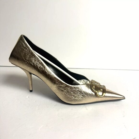 Balenciaga Womens Square Knife Pump Heel Gold Size EU40 US10 - Picture 1 of 6